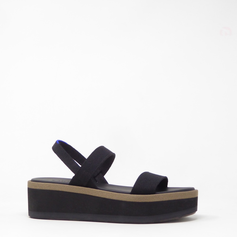 NEW Rothy's Women Lightweight Platform Wedge Sandal Black Strappy Size 10.5
